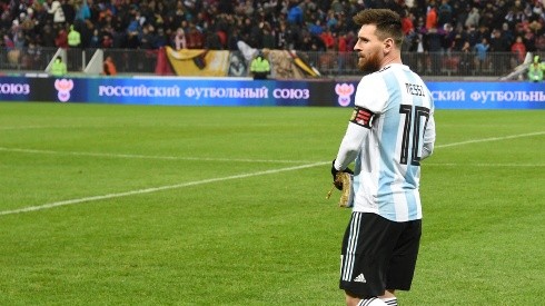 Lionel Messi durante la última gira de Argentina por Rusia.