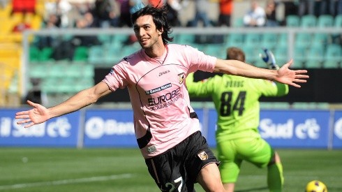 Javier Pastore celebra un gol con el Palermo.