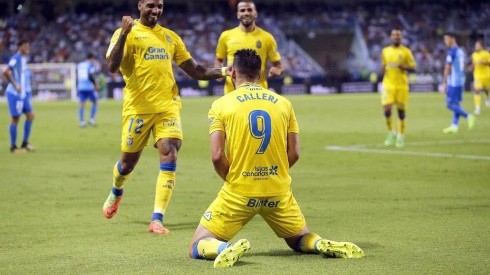 GOLEADOR CANARIO. Jonathan Calleri se desahoga con el grito de gol con LasPalmas.