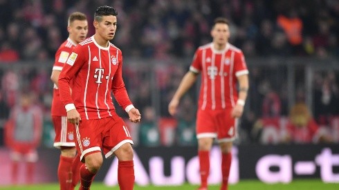 James Rodríguez con la piel del Bayern Munich