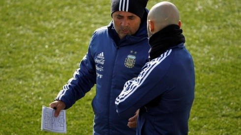 La libreta de Sampaoli en el entrenamiento: Messi y Lautaro Martínez, en el ataque