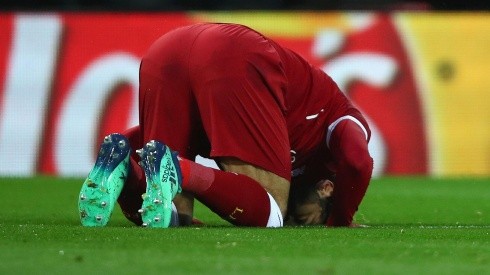 EL FARAÓN. La celebración de Salah en uno de sus goles contra Roma por Champions League (Foto: Getty).