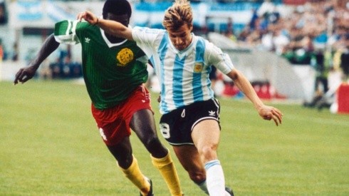 Claudio Caniggia frente a Camerún en el Mundial de Italia 1990.