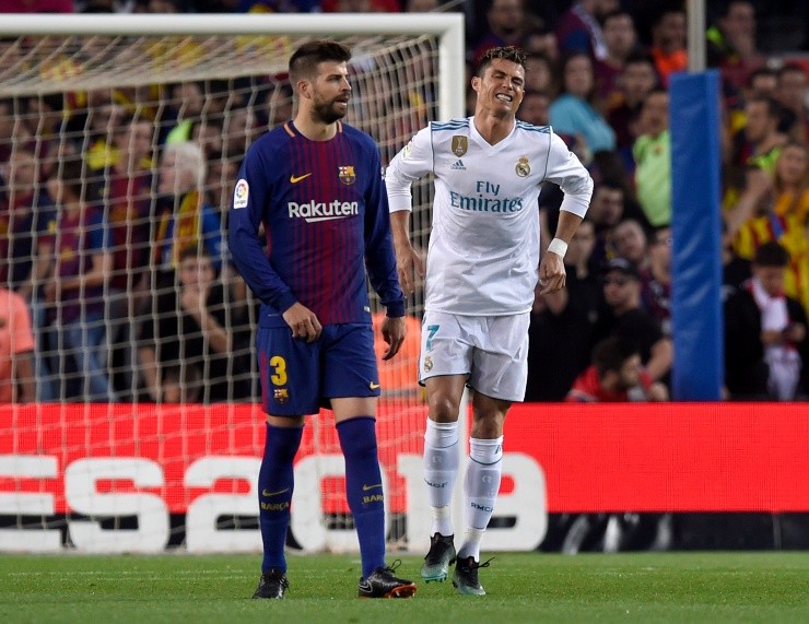 Cristiano tuvo que salir en el descanso por una dura falta recibida por parte de Piqué
