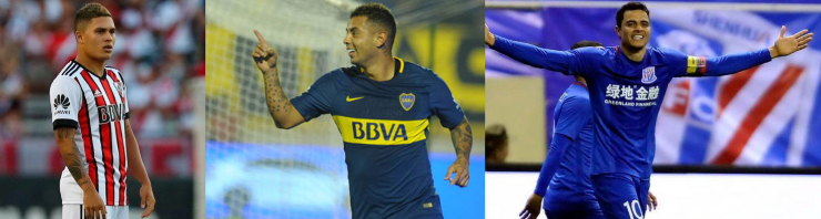 Quintero y Cardona, en River y Boca de Argentina, respectivamente / Moreno juega en el Shanghái Shenhua de China hace varios años