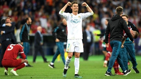 EN SU SALSA. La reacción de Cristiano Ronaldo después del pitazo final en Kiev (Foto: Getty).