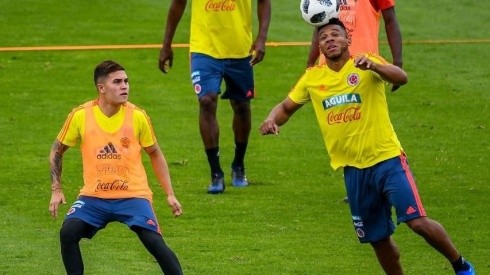 Quintero y Fabra en el entrenamiento de la Selección Colombia.