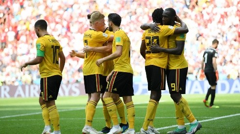 Foto de la Selección de Bélgica festejando el triunfo.