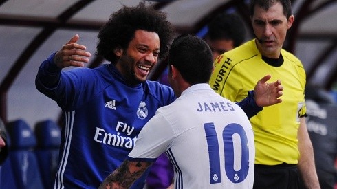 Foto de James Rodríguez y Marcelo cuando estaban en Manchester United.