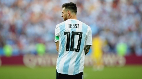 Lionel Messi con la camiseta de la Selección Argentina.