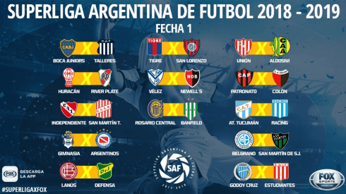 Fixture Superliga Argentina 2018/19: así quedaron todas las fechas
