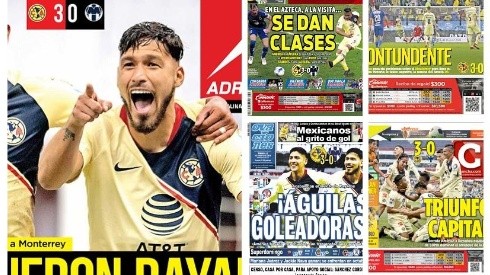 Las portadas reflejan la goleada del América a Monterrey en el Azteca.