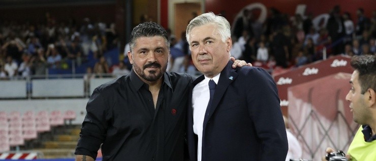 UNIDOS. Gattuso y Ancelotti en la previa (Foto: Getty).