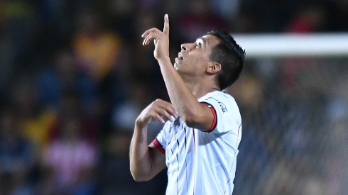 Ángel Sepúlveda celebrando su gol ante Morelia en Copa MX.