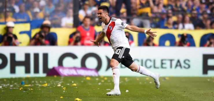 EN LA BOMBONERA. Gonzalo Martínez celebra su gol ante Boca el pasado domingo (Foto: Getty).