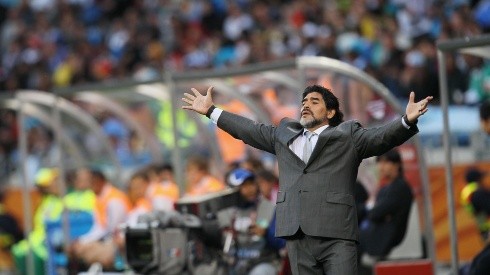 Maradona, dirigiendo a la Argentina en Alemania 2006.