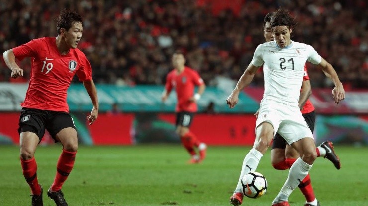 Cavani en pleno partido ante Corea.