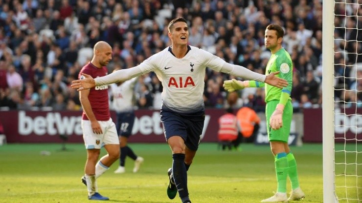 Lamela celebra su gol ante el West Ham.