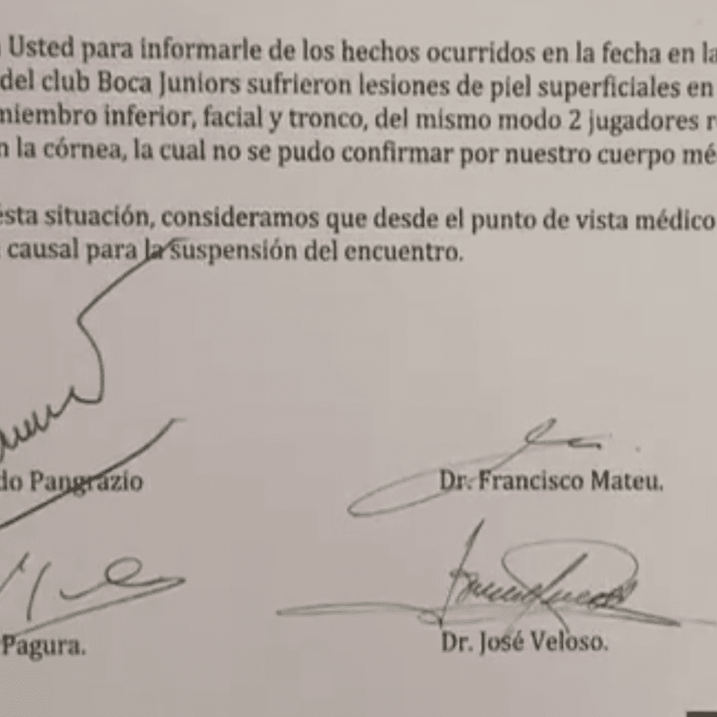 El médico de la Conmebol asegura que no existen motivos para suspender el partido