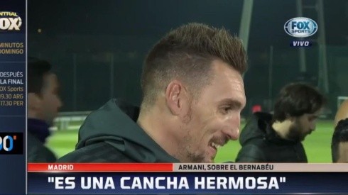 Le preguntaron por el hecho de que la final se juegue en el Bernabéu y Armani decidió tirar un chiste
