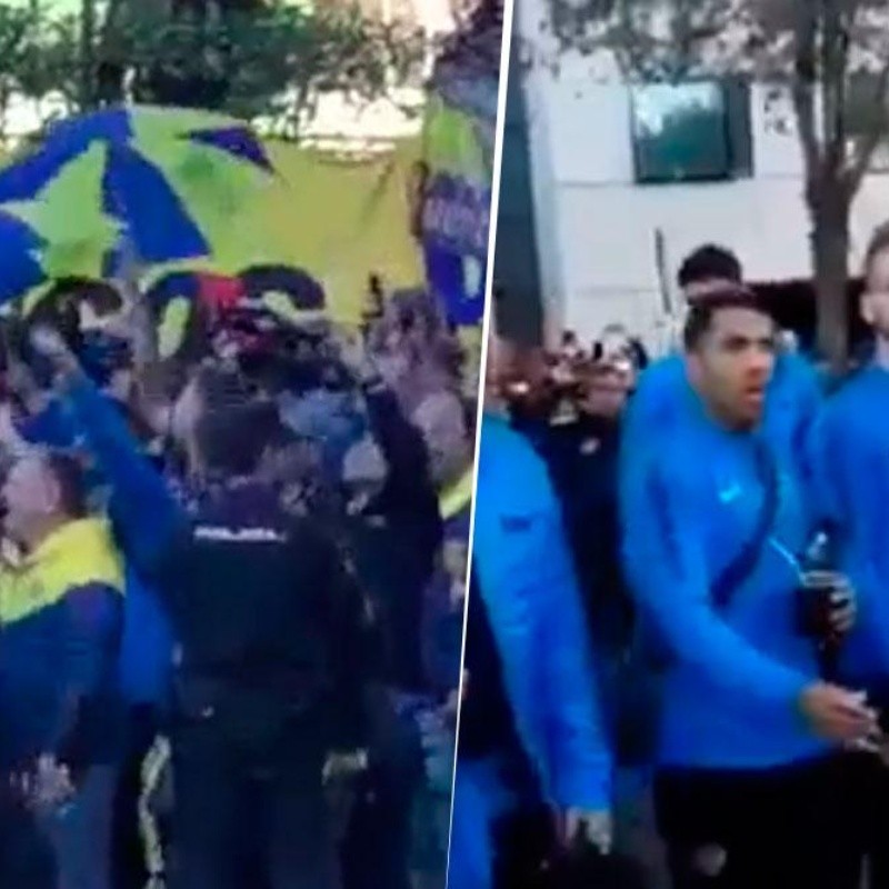 Los hinchas de Boca hicieron fiesta en Madrid y los jugadores rompieron el vallado para saludarlos