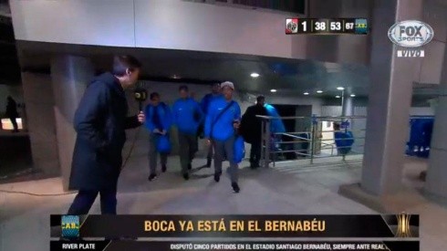 Los jugadores de Boca arriban al Bernabéu