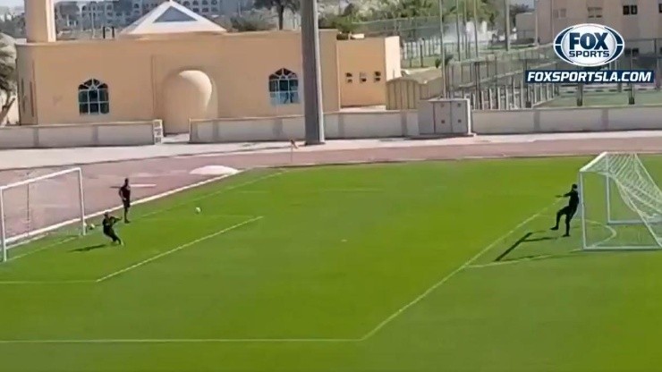 El arco a arco en el entrenamiento de River entre Armani y el joven Centurión