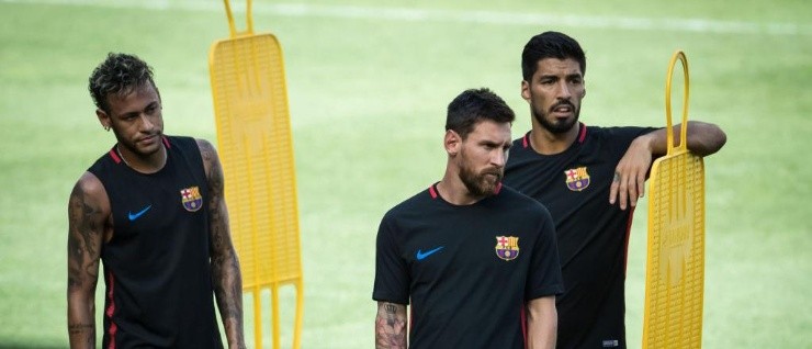 EL ÚLTIMO TRIDENTE. Neymaren Barcelona con Messi y Suárez (Foto: Getty).