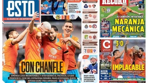 América goleó a Pachuca en el Azteca y acaparó las portadas.