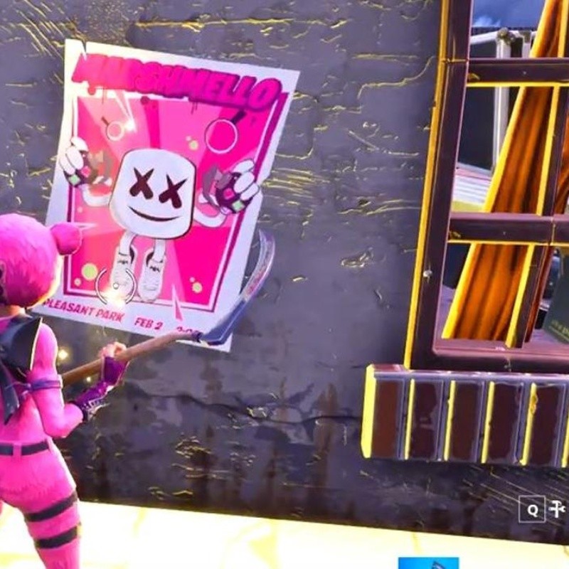 Busca un cartel Hora del Espectáculo en Fortnite