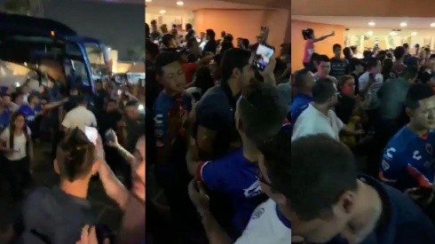 Cruz Azul llegó al Estadio rodeado de cientos de aficionados.