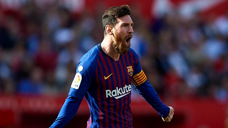 Lionel Messi celebra uno de sus tantos.