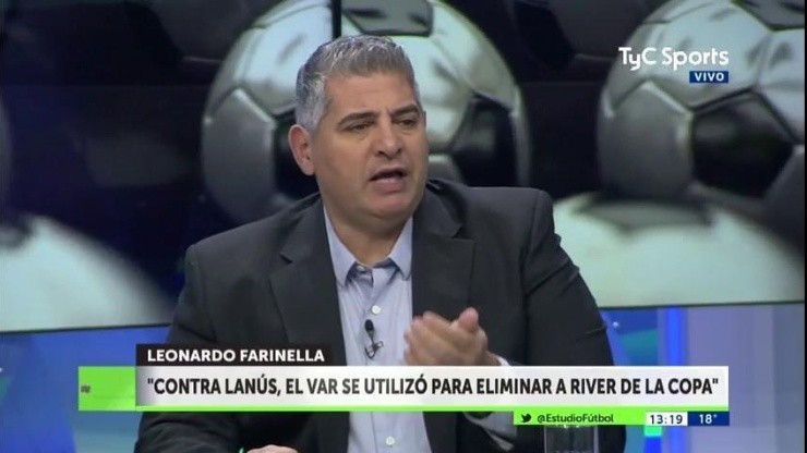 Leo Farinella en el programa Estudio Fútbol.