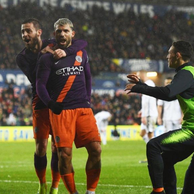 Increíble: el City perdía 2 a 0, pero Guardiola puso a Agüero y eliminó al Swansea