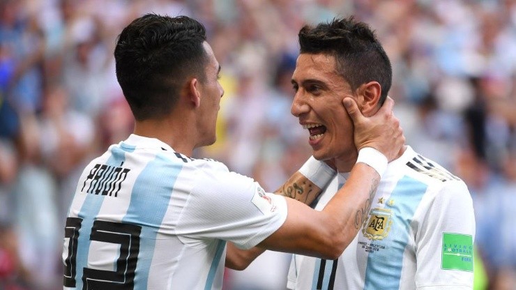 Di Maria y Pavón festejan en Rusia con la Selección argentina.