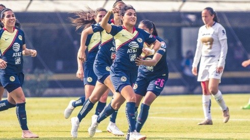 El festejo de América Femenil tras ganarle el Clásico Capitalino a Pumas