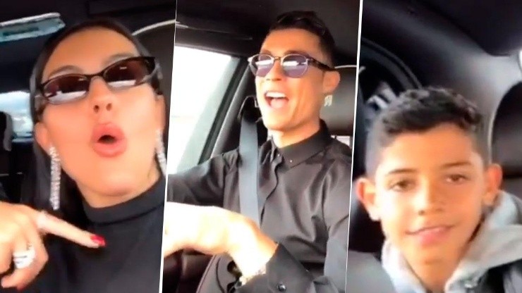 Modo finde: Cristiano Ronaldo subió video cantando en el auto con Georgina y Cristianito