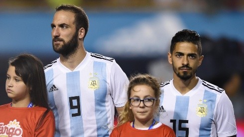 Lanzini e Higuaín, con la camiseta de Argentina.