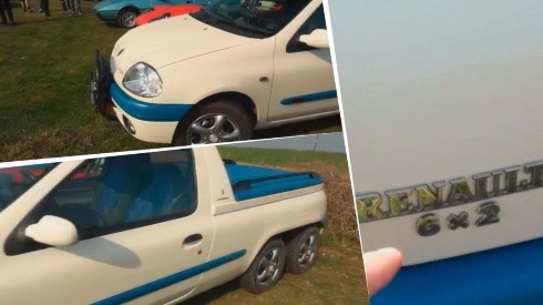 Video viral: transformó a su Renault Clio en una pick up de seis ruedas
