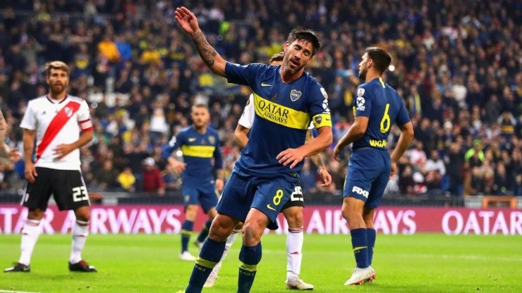 Pablo Pérez en su último partido como jugador de Boca.