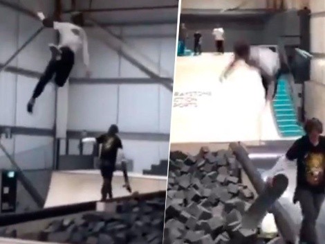 Video viral: voló 10 metros andando en skate y casi mata a otro