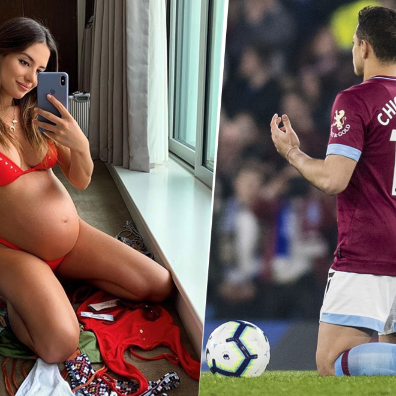 Chicharito subió foto a Instagram mostrando que su mujer ya no se puede ni poner los zapatos