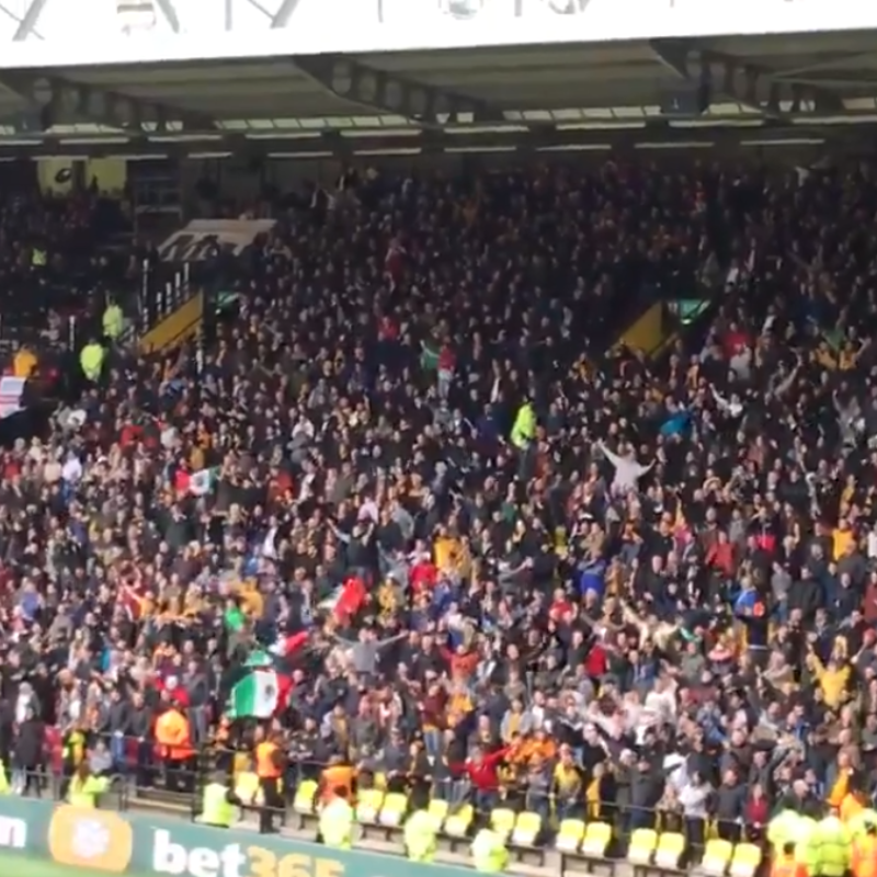 La afición del Wolverhampton enloqueció con Raúl Jiménez y le dedicó una canción