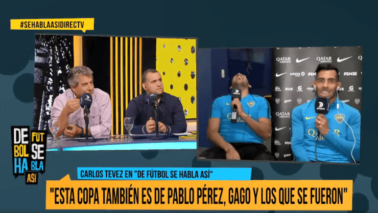 Wanchope Ábila se cruzó con un periodista en vivo y Tevez se sumó para apurarlo