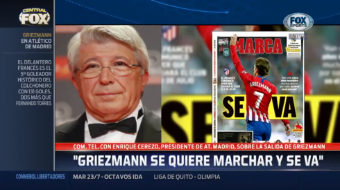 El presidente del Atlético Madrid habló y confesó que "está decepcionado" con Griezmann