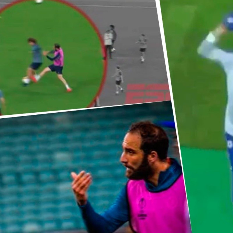 Video: Higuaín se calentó, David Luiz le dio un codazo y Sarri explotó a un día de la final