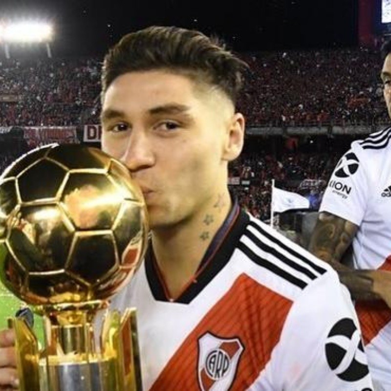 Montiel besó la copa y un ex-River le comentó: "Ayy con esa bocotaaa de guasón la vas a tragar cachetónnn"