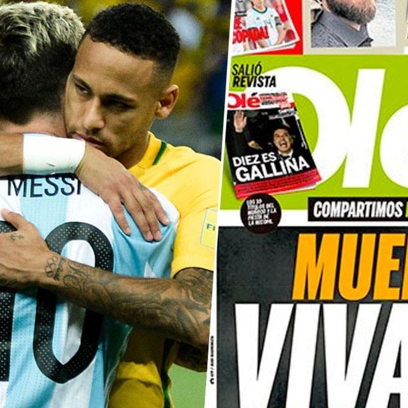 Innecesaria: la tapa de Olé tildando de 'muerto' a Neymar para elogiar a Messi