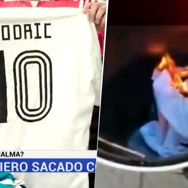 En Fútbol Al Horno quemaron una camiseta de Modric porque le gusta más Boca que River