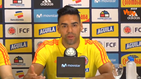 Radamel Falcao en la última conferencia de prensa de la Selección Colombia.